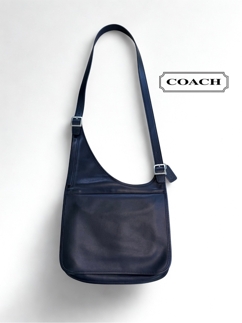 Vintage COACH Black Large Utility Hippie Flap Crossbody Shoulder Bag 9404